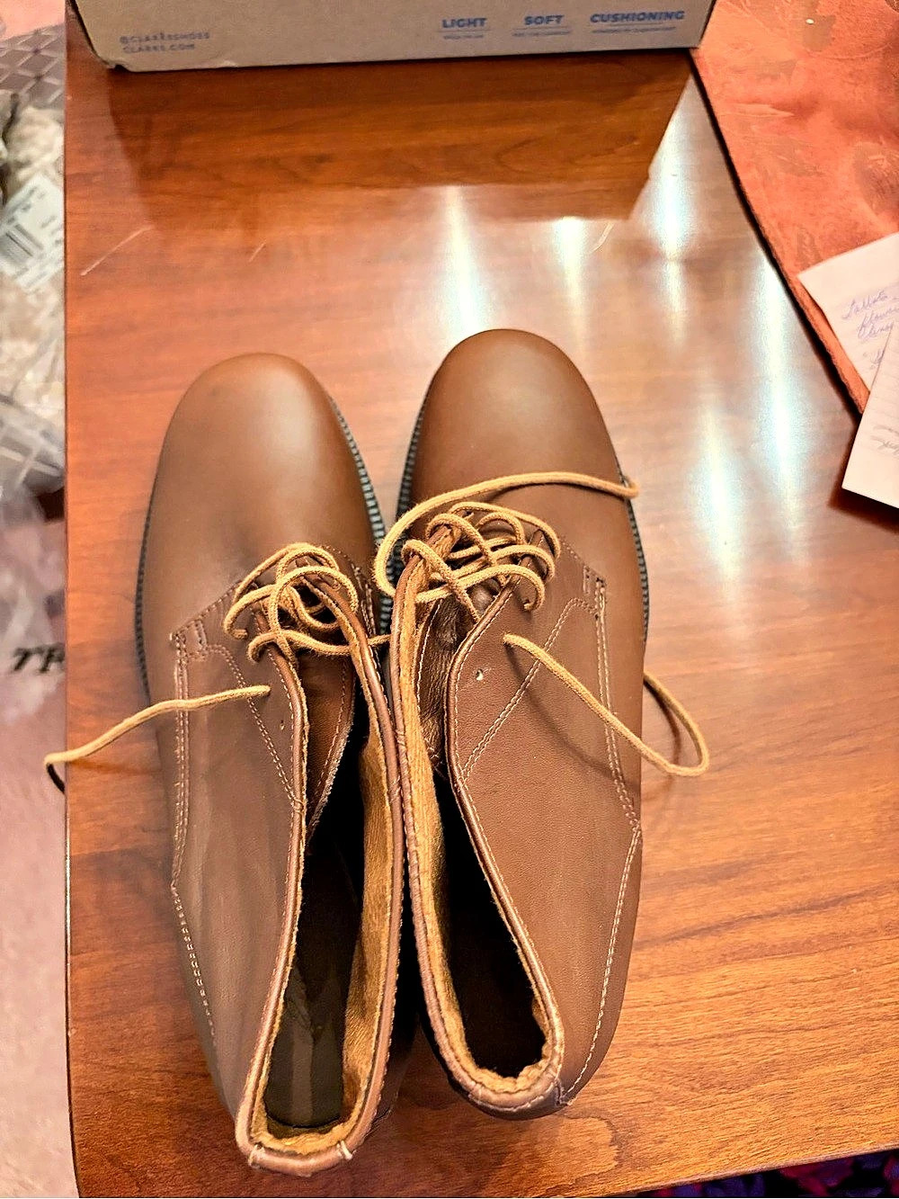 Brown Leather-Look Oxfords US 10 B